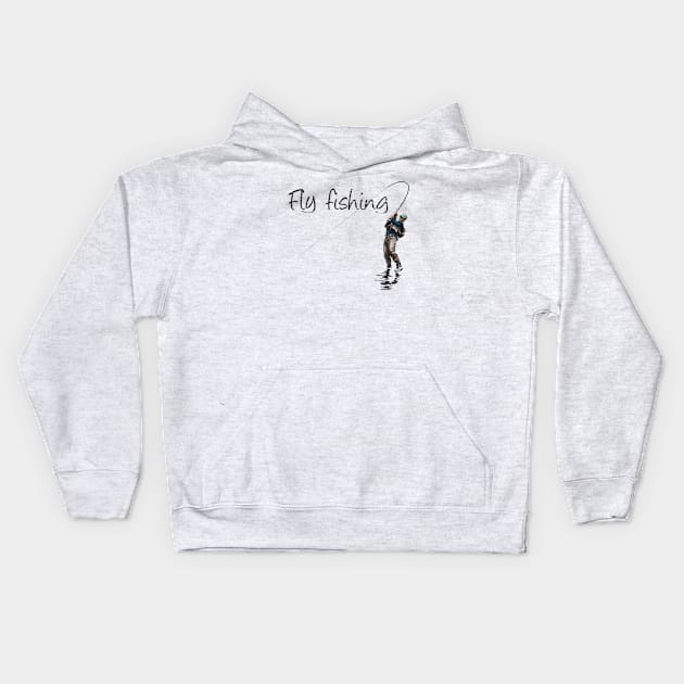 Fly fishing Kids Hoodie by sibosssr